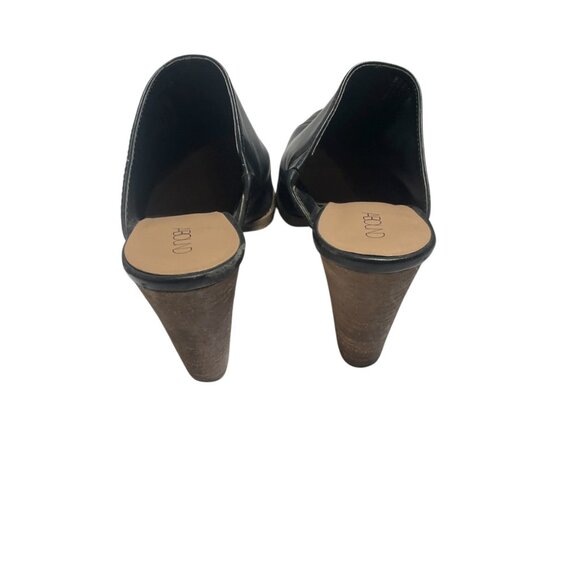 Abound Pointed Toe Black Leather Mules 7.5M Block Heel Slip-On - Picture 5 of 5